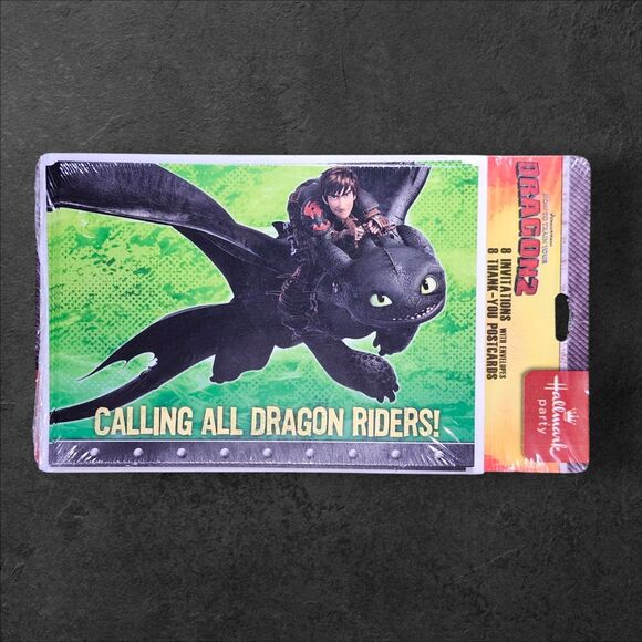 Two How to Train Your Dragon 2 Party Invites & Thank You Cards Hallmark Lot NOS - Picture 2 of 5